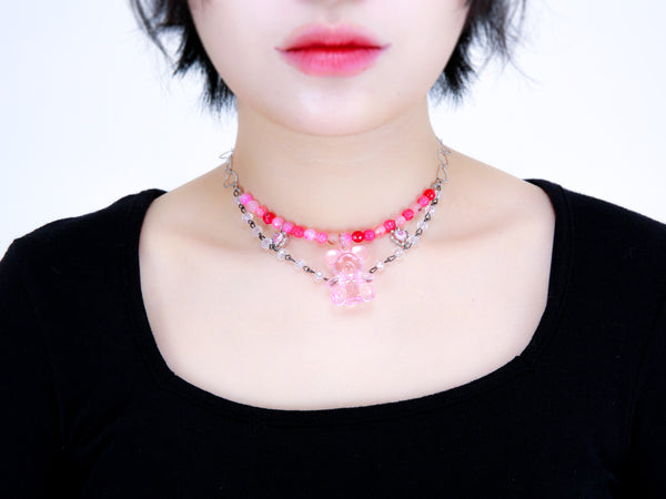 ピンクベアネックレス / Pink Bear Necklace