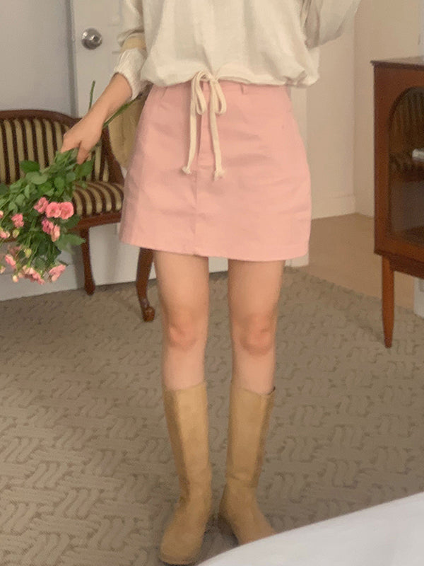 プラネット 春 パステル コットン スカート ミニ スカート(3color) / Planet Spring Pastel Cotton Skirt Mini Skirt (3 colors)