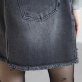 メランデニムスカート/[NONCODE] Melan Black Blue Denim Skirt