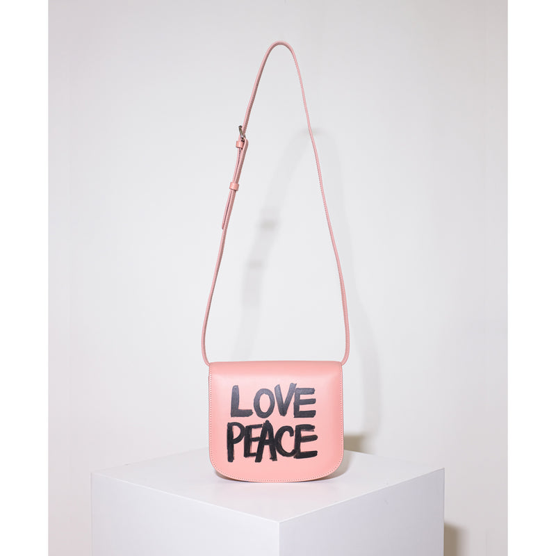 LOVE PEACE square bag - pink (6613753692278)