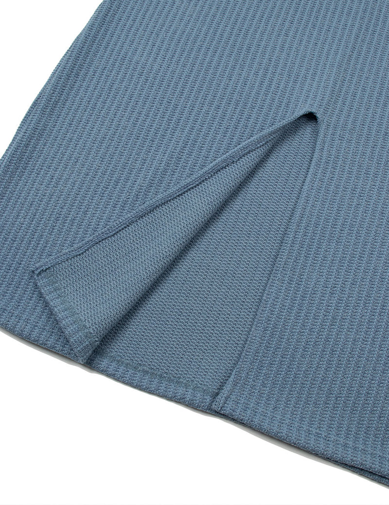 KNIT HOODED LONG DRESS(BLUE)