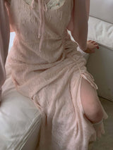 シエナシャーリングスリットリンクルドレス / SIENNA SHIRRING SLIT WRINKLE DRESS(IVORY, PINK 2COLORS!)