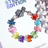カラフルミニテディベア トグルバーブレスレット/Colorful Mini Teddy Bear Toggle Bar Bracelet