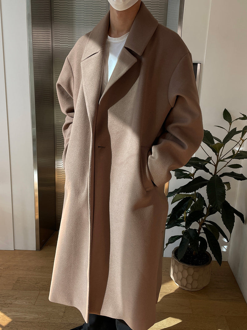 Mr Side One Button Wool Single Coat (2color) (4633539084406)