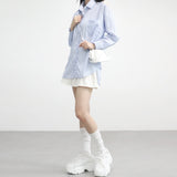 へリンストライプスリットシャツ/Heln Striped Slit Shirt
