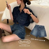 [Bellide made] Vintage Wood Washing Denim Shorts