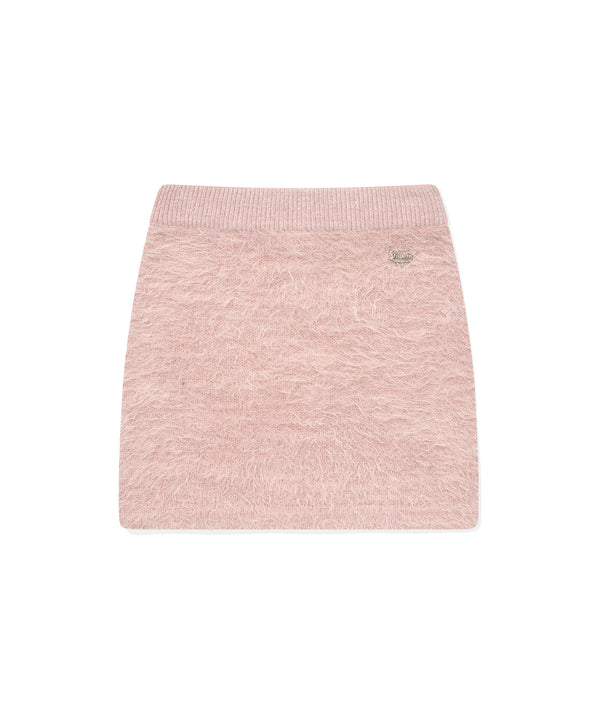 HAIRY KNIT SKIRT PINK