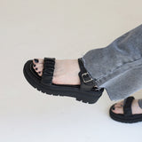 ミルズシャーリングフルヒールサンダル / Mills shirring full-heel sandals