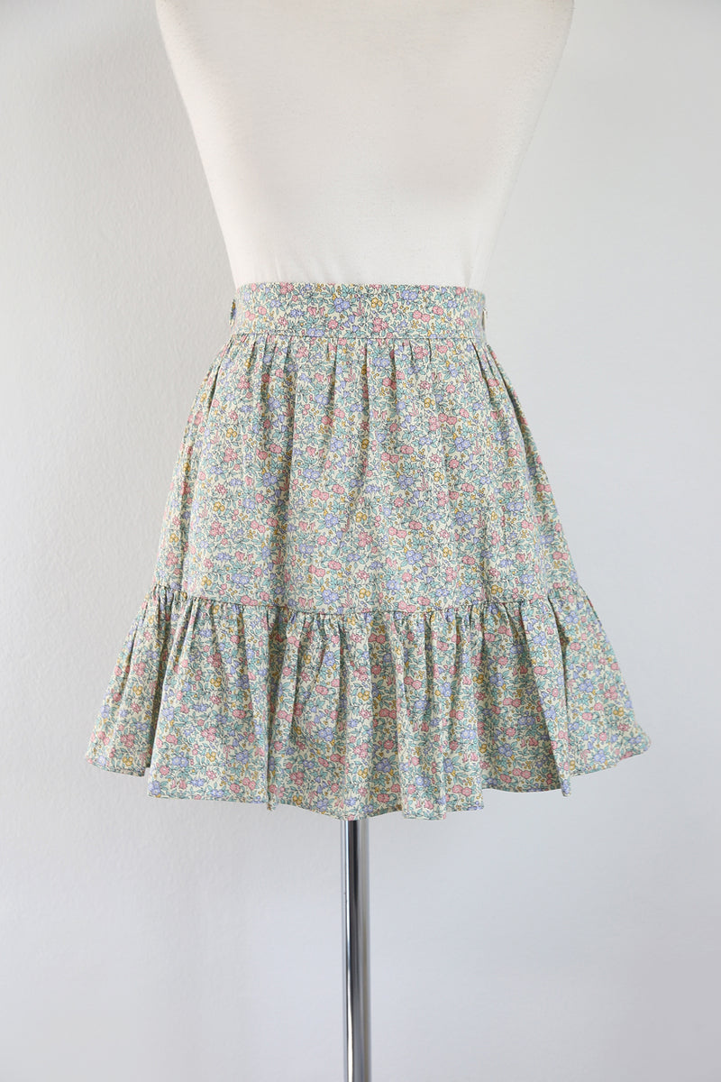 FREESIA FLORAL CANCAN MINI SKIRT(YELLOW, NAVY 2COLORS!) (6556000944246)
