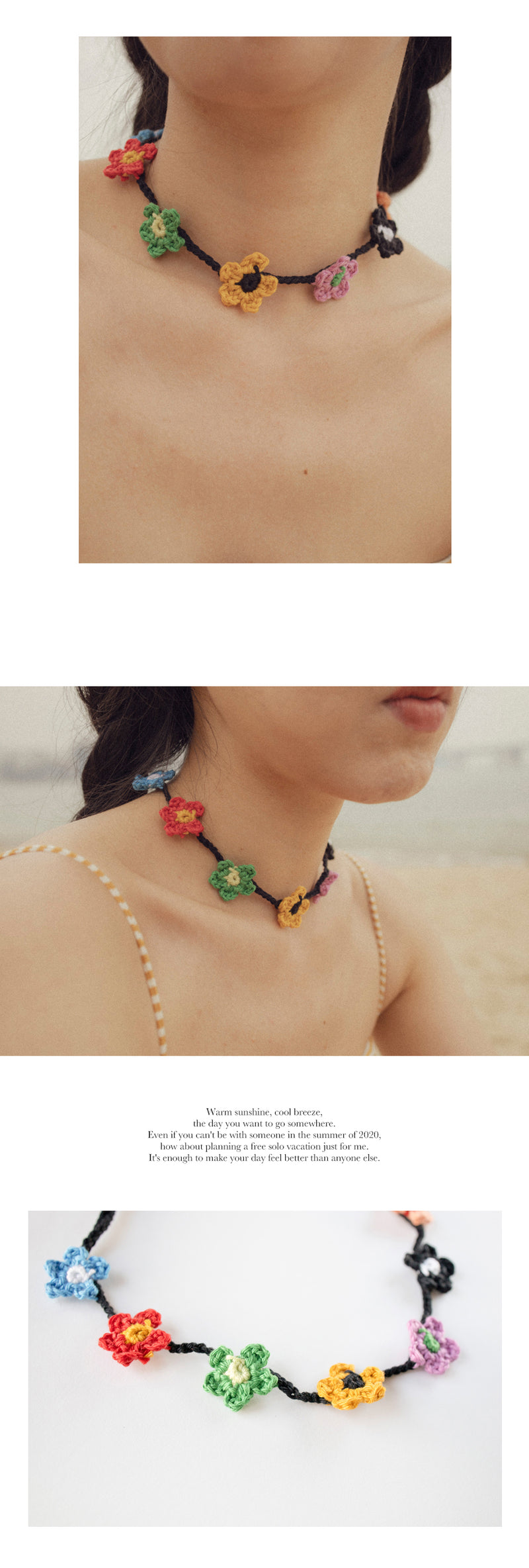 [Blackpink-Jisoo, NCT-Jisung, Idle-Shuhua] Color flower knit necklace (6595942809718)