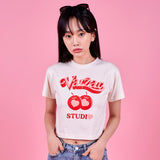 ツインアップルハートクロップTシャツ / Twin Apple Heart Crop T-Shirts (2color)
