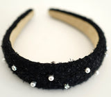 ツイードパールカチューシャ/tweed pearl hairband black