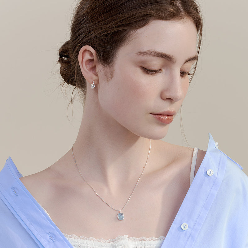 [24SP][sv925] aquamarine cabochon necklace