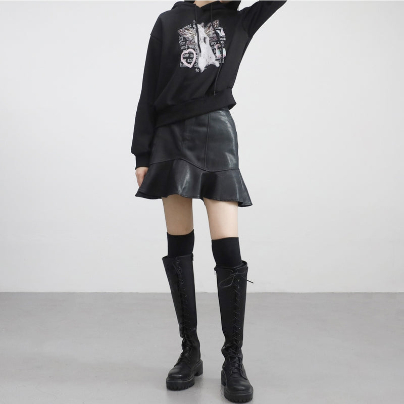 ニスティックフリルレザースカート / Nistic Frill Leather Skirt