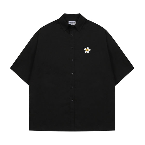 フラワードットエンブロイダリーオーバーフィットショートスリーブシャツ / Flower Dot Embroidery Overfit Short Sleeve Shirt