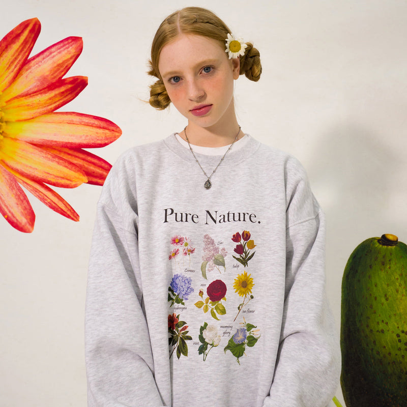フラワーディクショナリースウェットシャツ / Flower Dictionary Sweatshirt(CLOUD GRAY)