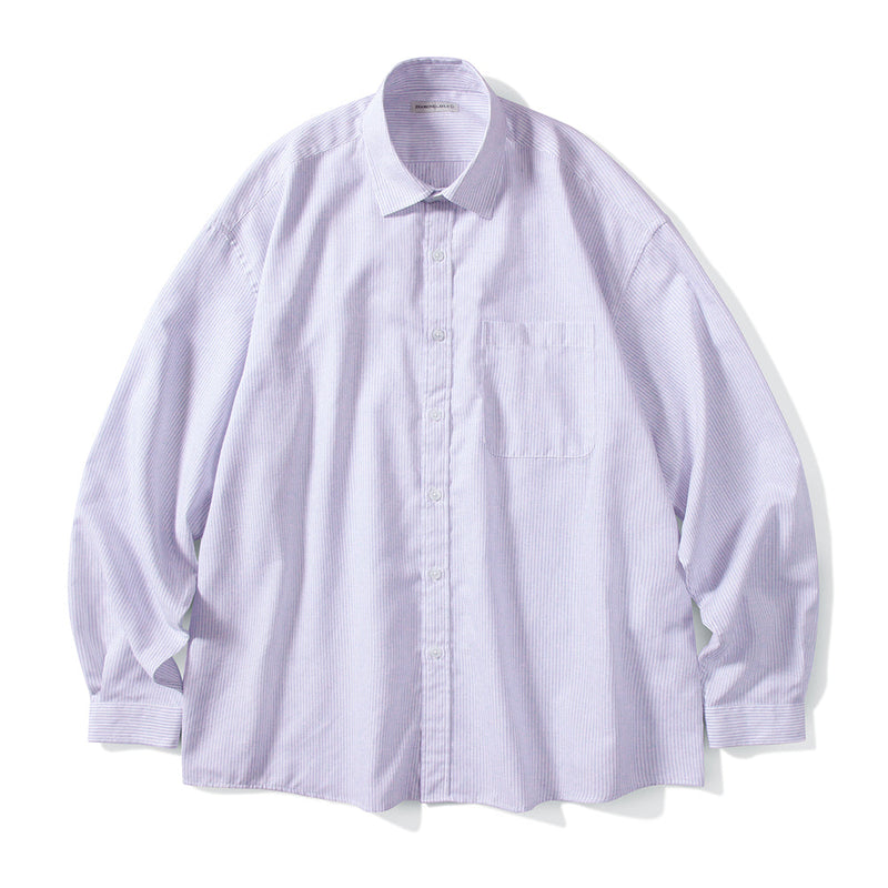 リネンビックオーバーシャツ/LinenLinen Big Overfit Crayon Stripe Shirt S81 Light Lilac