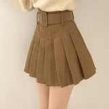 [Skirt + Belt Set] Corset Golden Pleated Skirt
