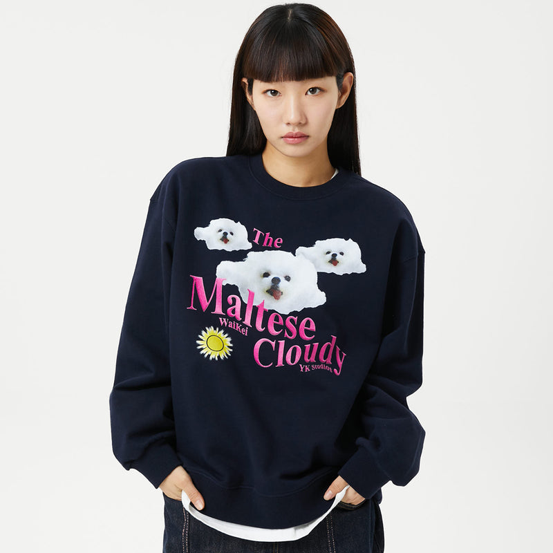 マルチーズクラウディースウェットシャツ /(NO napping) Maltese cloudy sweatshirts
