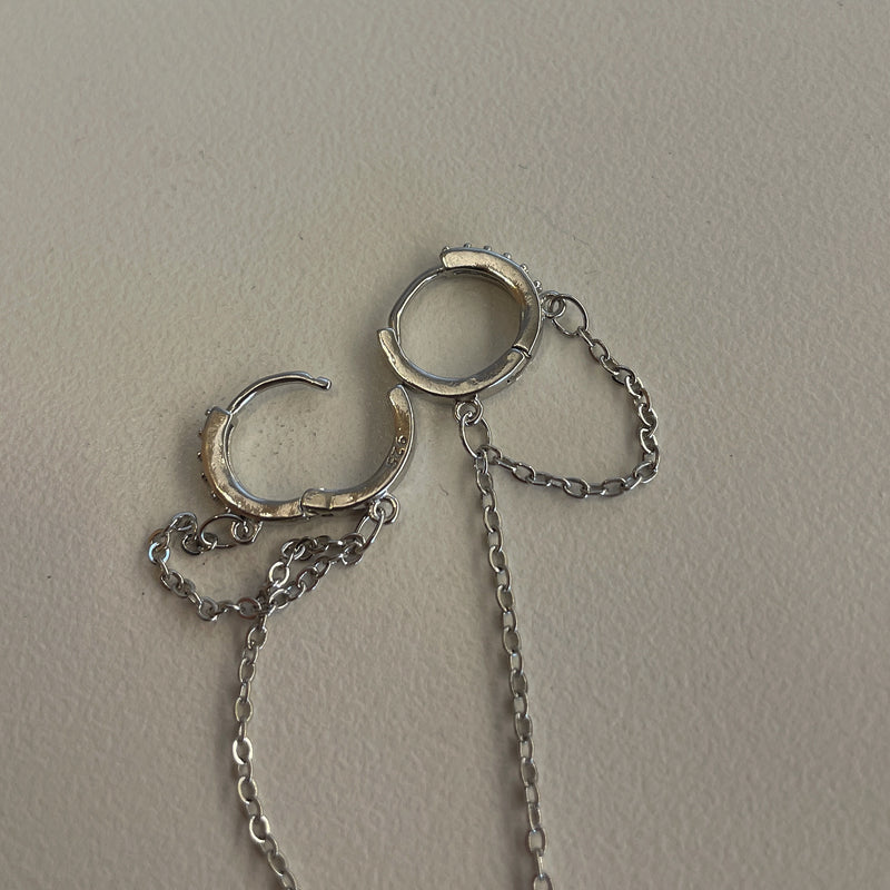 チェーンレイヤードピアス / chain layered earring (925silver)