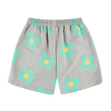 Green flower pattern Shorts [Melange grey] (6535251820662)