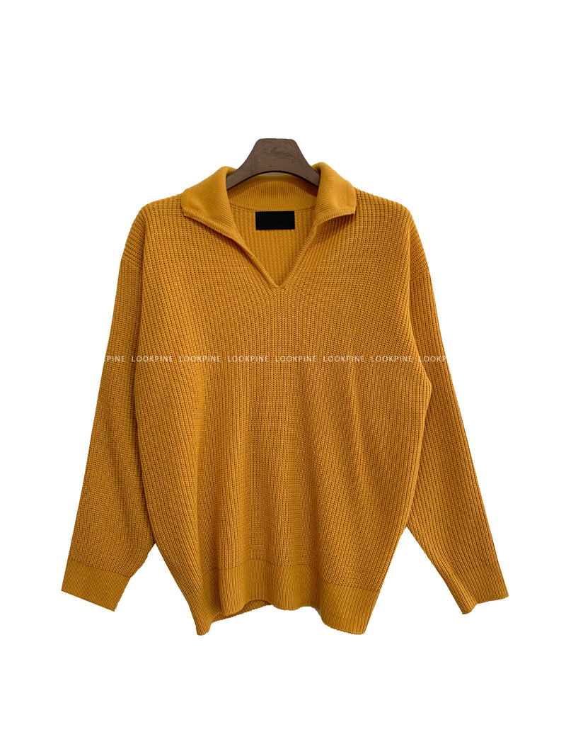 Collared Ribbed Knit Top (6691464282230)
