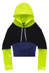 クロップドセーターwithデニム / Cropped sweater with denim strapless (4363529617526)
