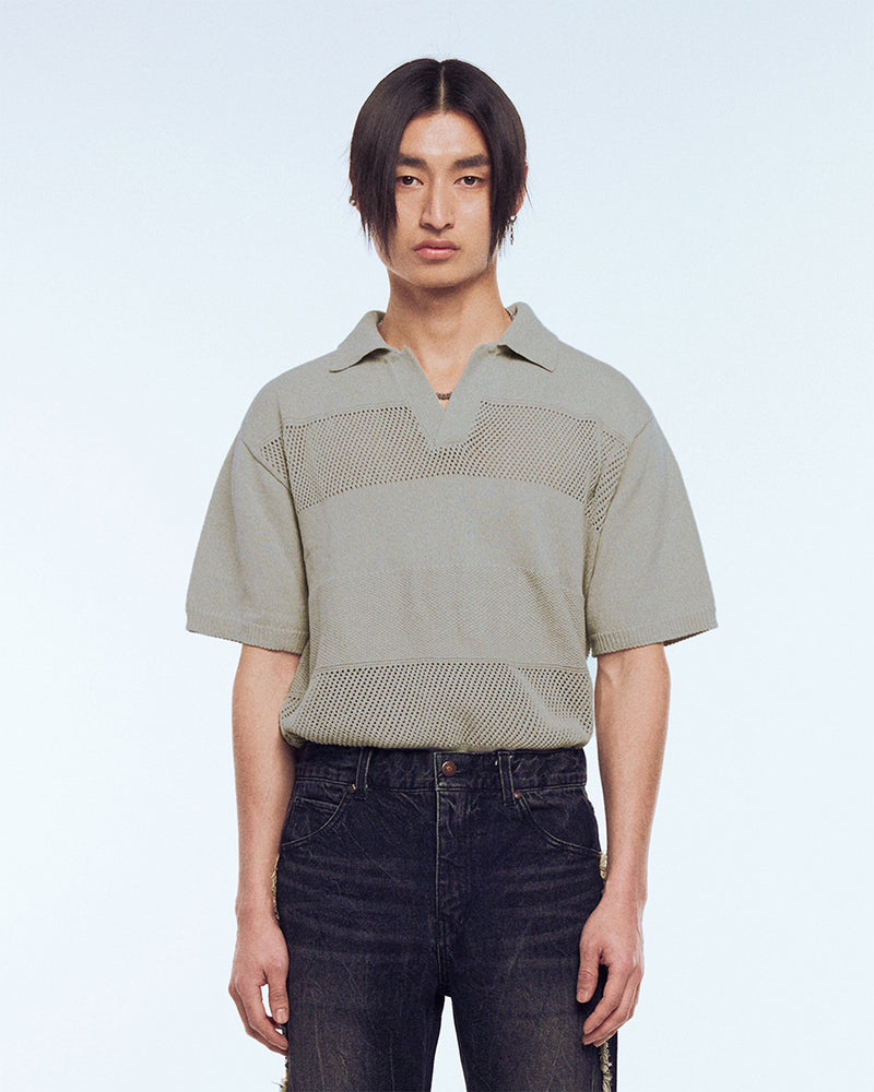 ホリデーPKハーフニット半袖シャツ / Holiday PK half knit short sleeve shirt ( 4 COLOR )