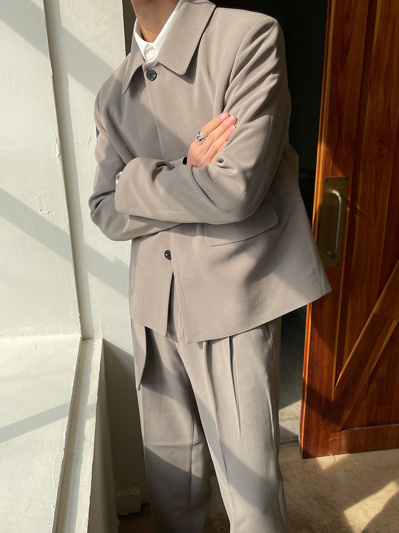 ASCLO Minimal Trendy Suit (Beige) (6568516747382)