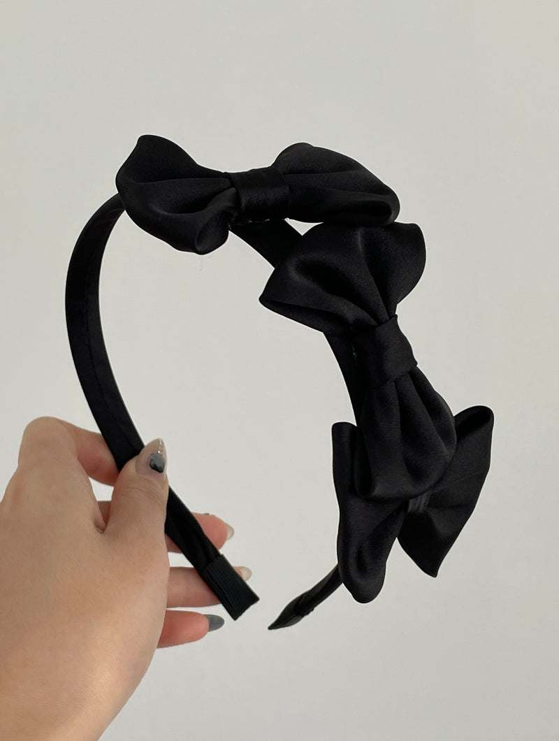サテンサイドリボンヘッドバンド / satin side ribbon headband