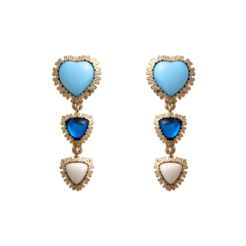 mini triple heart drop earrings (6565960548470)