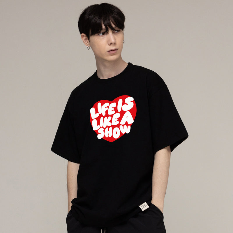 ライフラブハートショートスリーブTシャツ / Life Love Heart Short Sleeve T-shirt