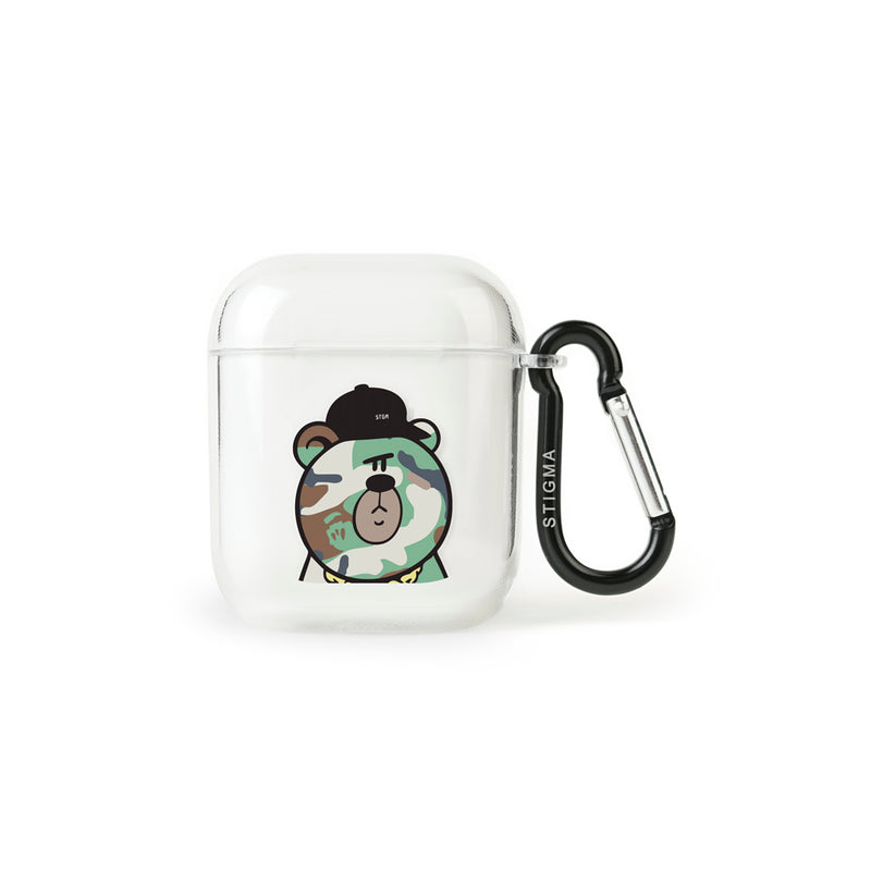 AirPods / AirPods Pro CASE CAMOUFLAGE BEAR GREEN CLEAR (4627783843958)