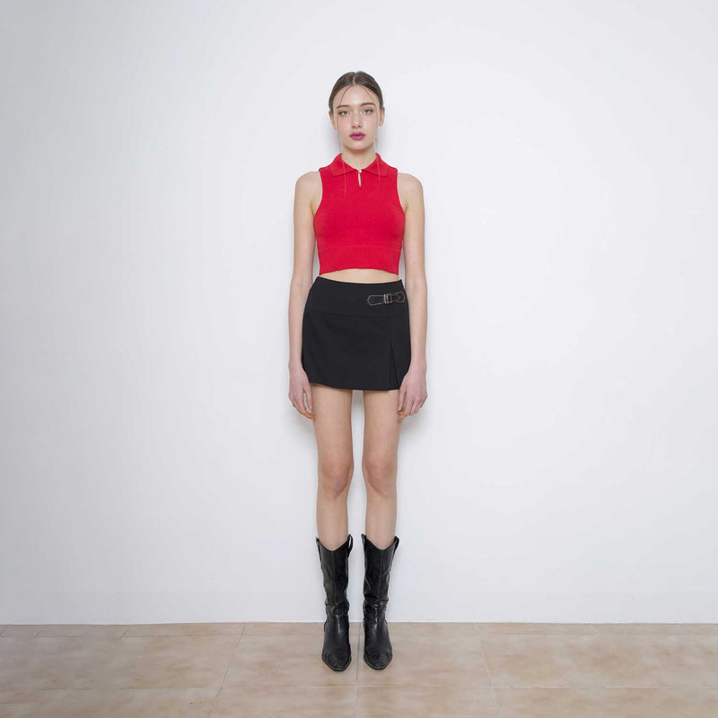 Collar cropped knit (red) (6582405693558)