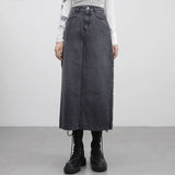 ラべスリットロングスカート/Labe black blue slit long skirt