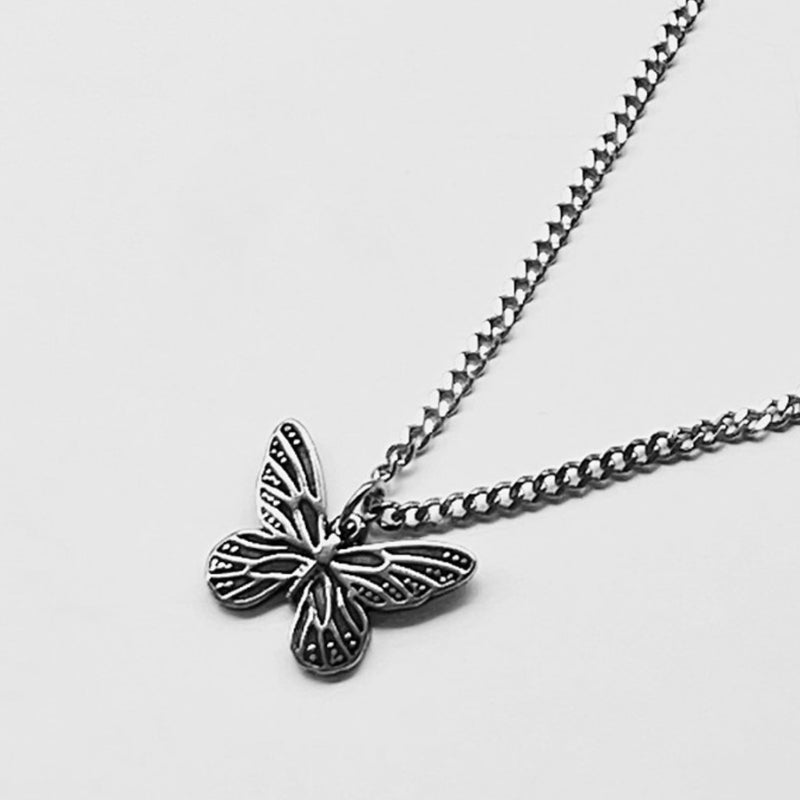 Black vintage butterfly necklace (6590332207222)