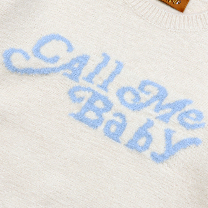 [Call Me Baby] Adorable Cursive Logo Knit (Ivory) / ロゴニットセーター (Ivory) (6627544694902)