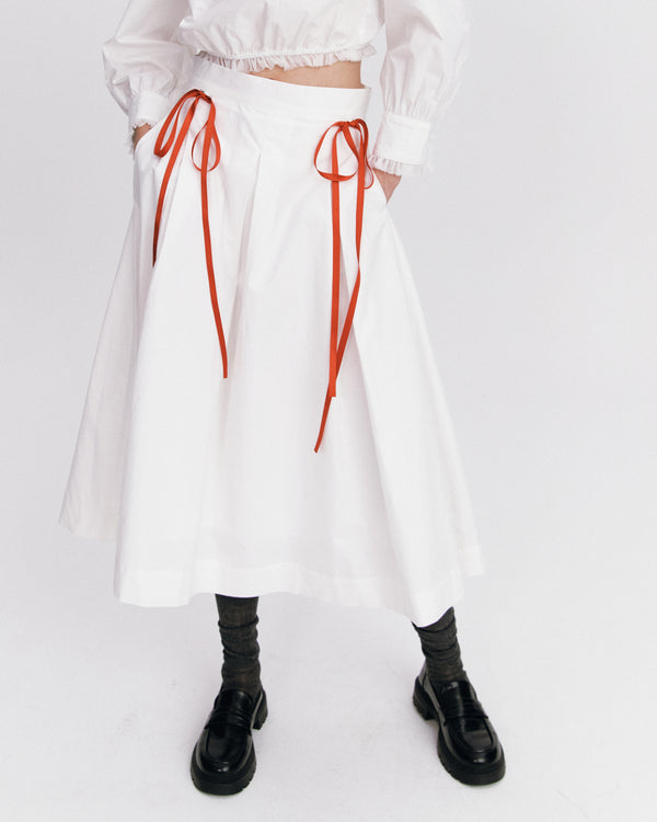 Cotton Maxi Skirts [WHITE]