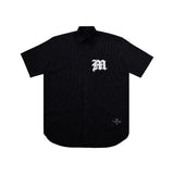 ロゴアップリケリネンベースボールシャツ/[UNISEX] Logo Applique Linen-Blend Baseball Shirt (Black)