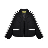 [UNISEX] Satin-Trimmed Padded Racing Jacket (Black)