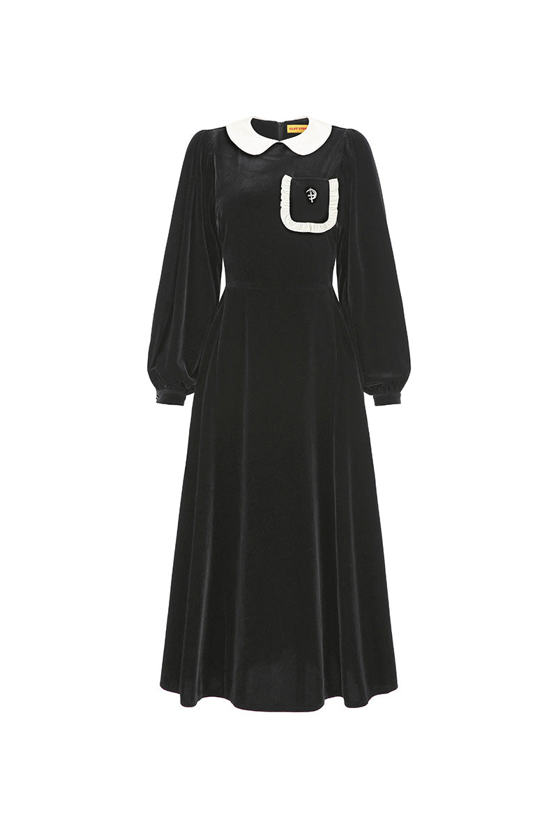 10パフスリーブベルベットドレス / 1 0 puff sleeve velvet dress (4579936403574)