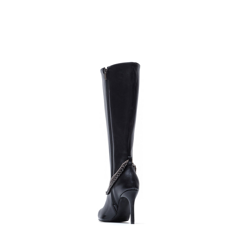 Chain Stiletto Boots Heel(Black)