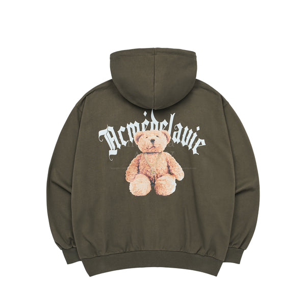 GOLD CHAIN BEAR DOLL HOODIE ZIP UP COCOA