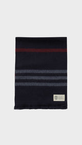 Wool 100 pattern muffler (Navy)