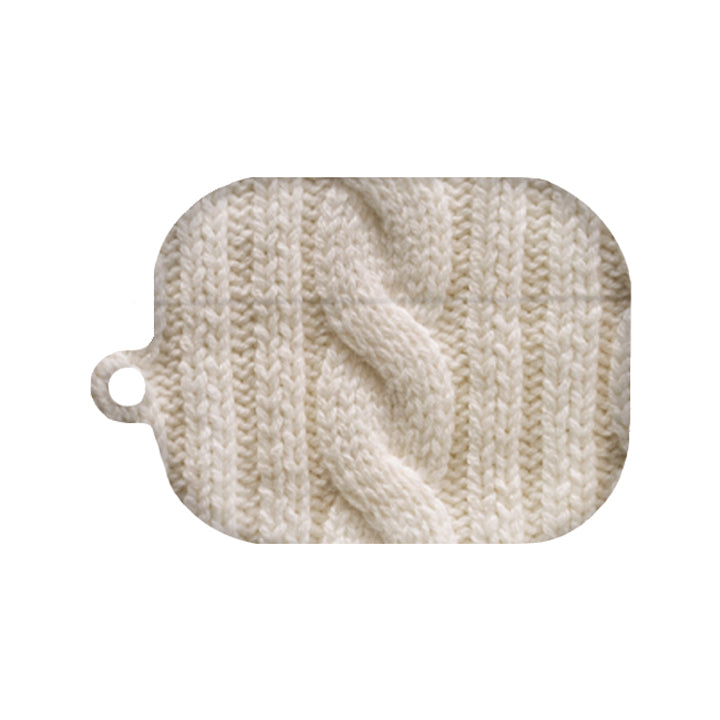 ツイストニットマットAirPodsケース / (01 Ivory) Twisted Knitted matte AirPods Case