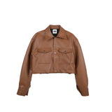 3 TAP French Leather Crop Shirt Jacket (2color)