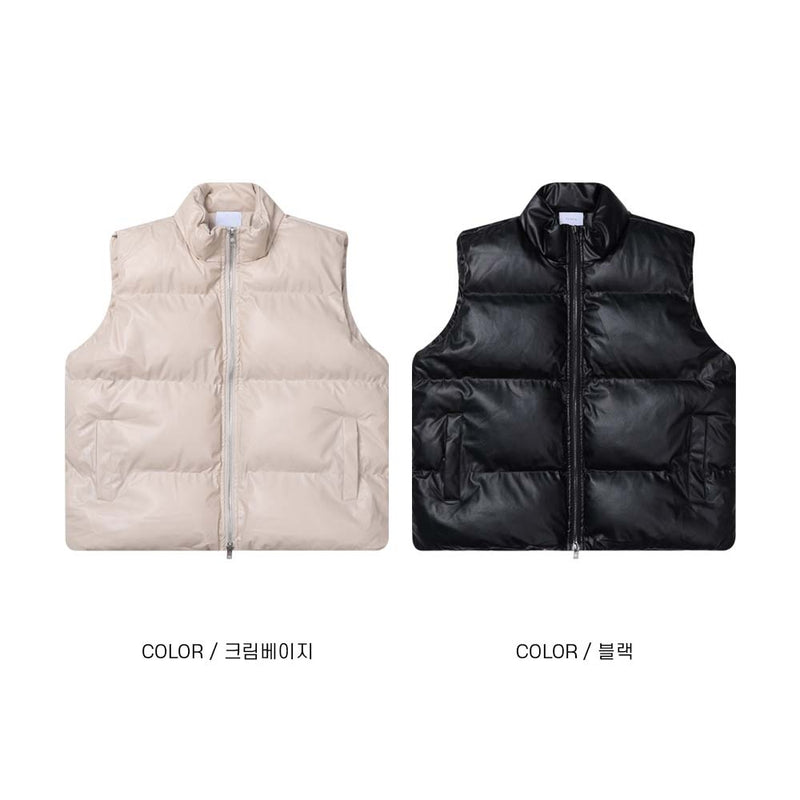 ビーガンレザーパディングベスト / began leather padding vest (2color)