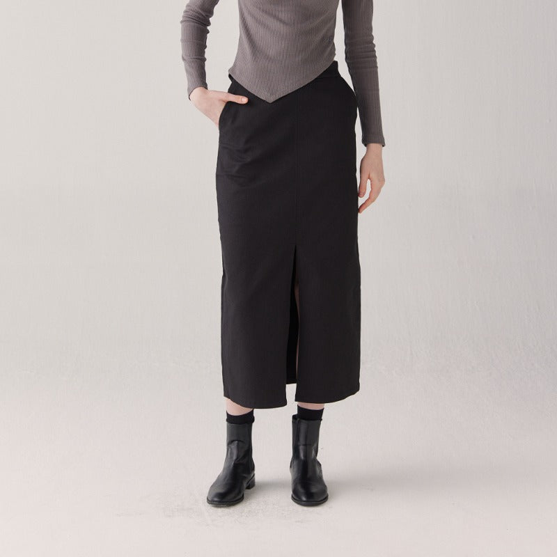 コットンリングフロントスリットスカート/Cotton ling front slit skirt