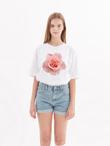 フラワープリントワイド半袖Tシャツ / flower print wide short sleeve t-shirt (4470383673462)