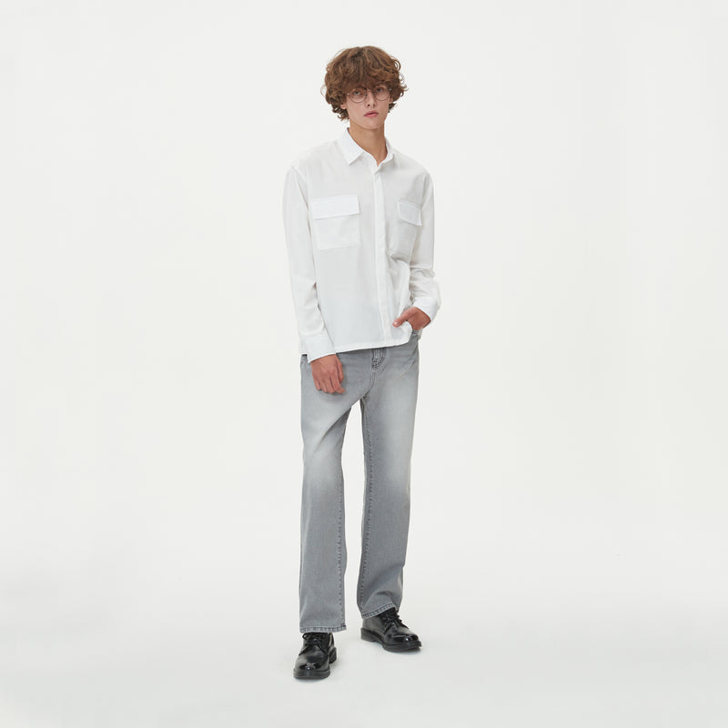 TWO POCKET HIDDEN BUTTONS SHIRTS_IVORY (6612825964662)